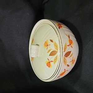 Hall's Superior Sugar Bowl With Lid Autumn Leaf Pattern